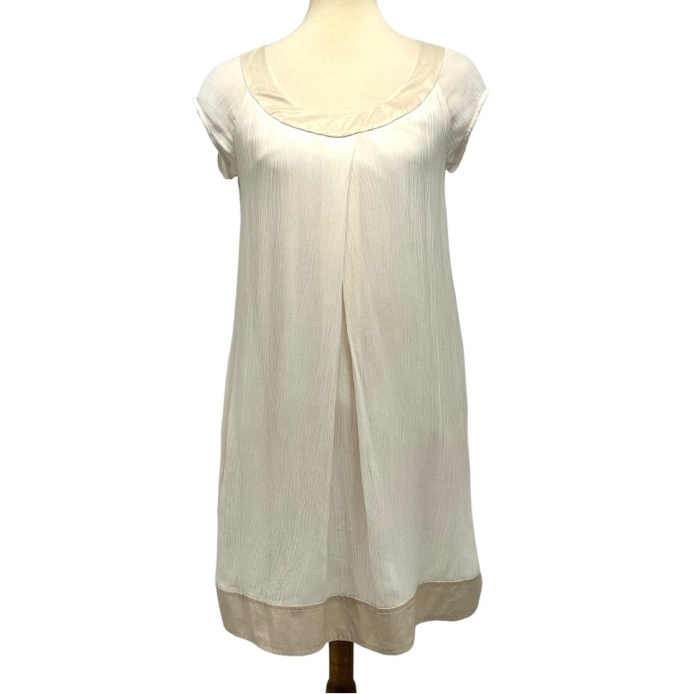 Diane Von Furstenberg Ivory Silk Blend Crepe Scoop Neck Sleeveless Dress Size 4